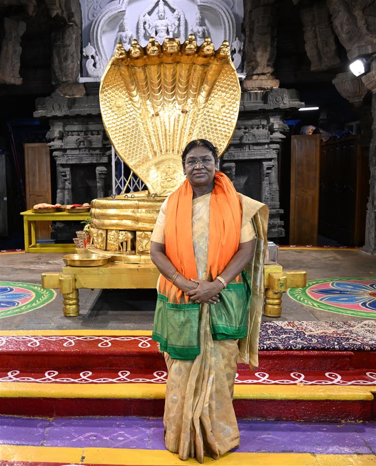 The President of India, Smt Droupadi Murmu performed Darshan and Puja at Sri Venkateswara Swamy Temple in Tirumala, Andhra Pradesh on November 21, 2025.