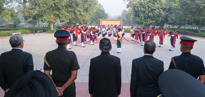 Glimpses of the 78th Raising Day of the National Cadet Corps at the National War Memorial, in New Delhi, on November 22, 2025. The Defence Secretary Shri Rajesh Kumar Singh and the Director General NCC Lt Gen Virendra Vats grace the event.