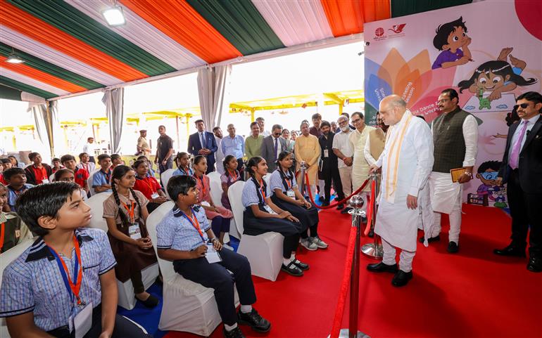 The Union Minister for Home Affairs and Cooperation, Shri Amit Shah distributed books to children and visited various stalls at the Ahmedabad International Book Fair held in Ahmedabad, Gujarat on November 22, 2025.