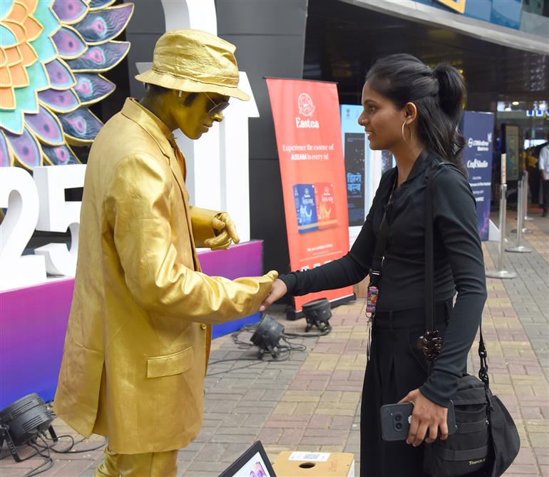 Golden Statue Man Street performer and other activities at INOX Complex during the 56th International Film Festival of India (IFFI), in Goa on November 22, 2025.
