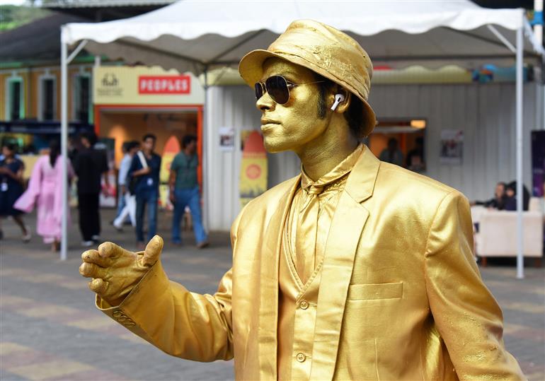 Golden Statue Man Street performer and other activities at INOX Complex during the 56th International Film Festival of India (IFFI), in Goa on November 22, 2025.