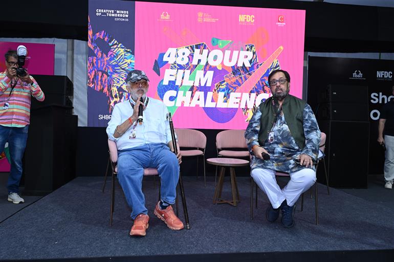 Glimpses of the closing ceremony for the 48-hour “Creative Minds of Tomorrow” (CMOT) challenge during the 56th International Film Festival of India (IFFI) at Kala Academy, in Goa on November 23, 2025.