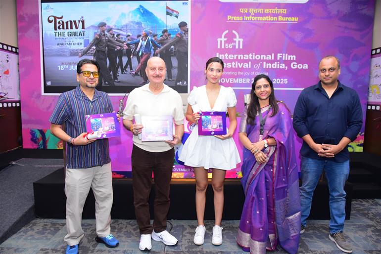 Director and Actor of the Film Tanvi The Great, Anupam Kher , Lead Actress Shubhangi Dutt and other crew at Press Conference on the movie Tanvi The Great at (IFFI-2025), in Goa on November 23, 2025.