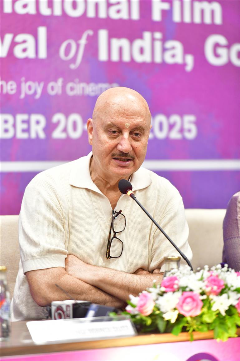 Director and Actor of the Film Tanvi The Great, Anupam Kher addressing at Press Conference on the movie Tanvi The Great at (IFFI-2025), in Goa on November 23, 2025.