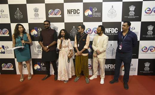 Director Ulka Mayur, Producer Mayur Puri Along with Producer Mannan Shaah at the Red carpet of film “Where The Heart Is” during 56th International Film Festival of India (IFFI), in Goa on November 23, 2025.