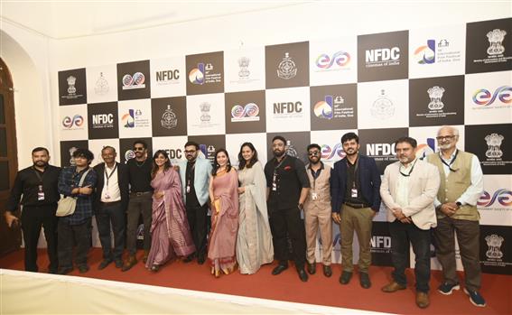 Director Jitank Singh Gurjar, Producer Pooja Singh along with all cast and crew at the Red carpet of film “Vimukt” during 56th International Film Festival of India (IFFI), in Goa on November 23, 2025.