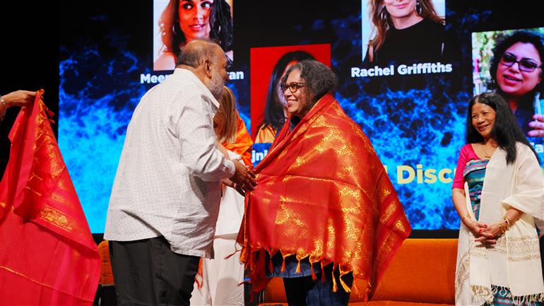A Global Narrative through Independent Cinema with Meenakshi Jayan, Rajni Basumatary, Fowzia Fathima, and Rachel Griffiths held at Kala Academy, (IFFI -2025), in Goa on November 23, 2025