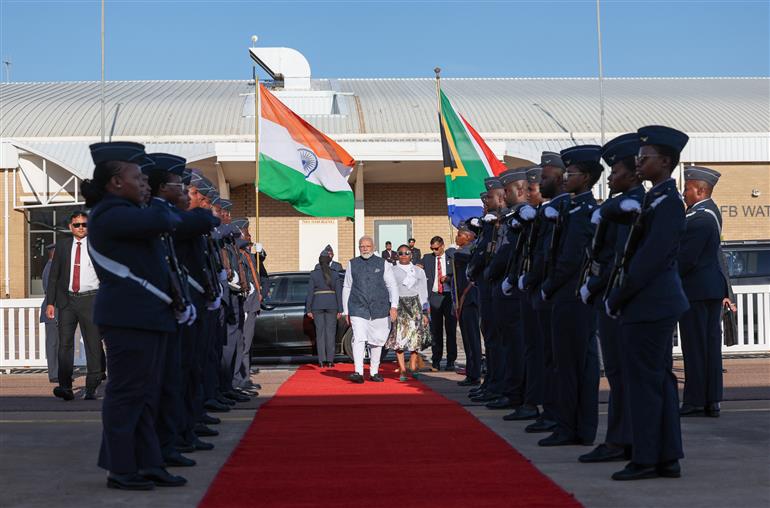 PM emplanes for India after attending the G20 Leaders’ Summit, in Johannesburg, South Africa on November 23, 2025.