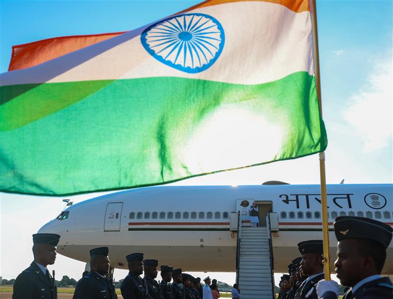 PM emplanes for India after attending the G20 Leaders’ Summit, in Johannesburg, South Africa on November 23, 2025.