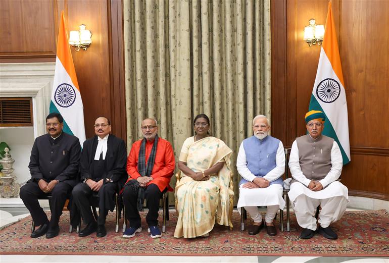 PM attends the oath taking ceremony of the Chief Justice of India Shri Justice Surya Kant at Rashtrapati Bhavan, in New Delhi on November 24, 2025.