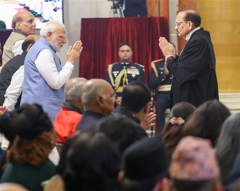 PM attends the oath taking ceremony of the Chief Justice of India Shri Justice Surya Kant at Rashtrapati Bhavan, in New Delhi on November 24, 2025.