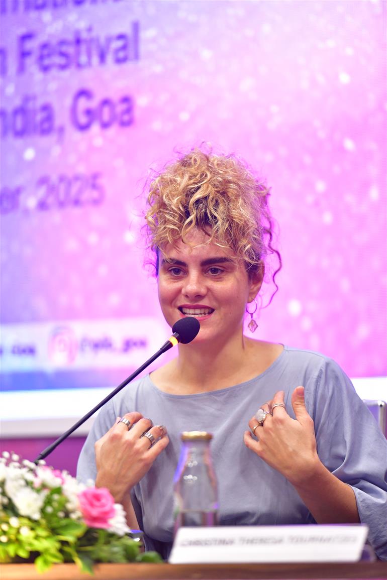 Directors Christina Theresa Tournatzes (Karla) and Hayakawa Chie (Renoir) address the media during a joint Press Conference on their respective films at PIB Media Centre the International Film Festival of India (IFFI) 2025, in Goa on November 23, 2025.