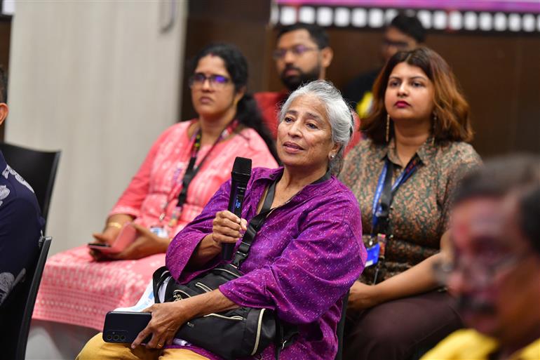 Press Conference for the fascinating films ‘Drushya Adrushya’ (Director: Purushottam Lele) and ‘Piranthanaal Vazhthukal’ (Director: Raju Chandra) at the PIB Media Centre (IFFI 2025), in Goa on November 23, 2025.