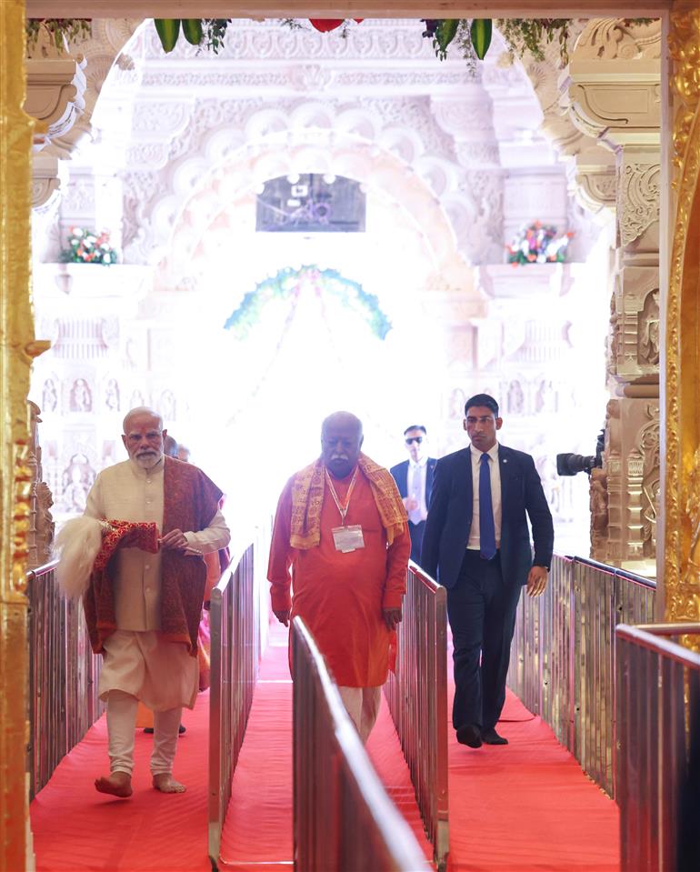 PM at Shri Ram Janmbhoomi Mandir, in Ayodhya, Uttar Pradesh on November 25, 2025.