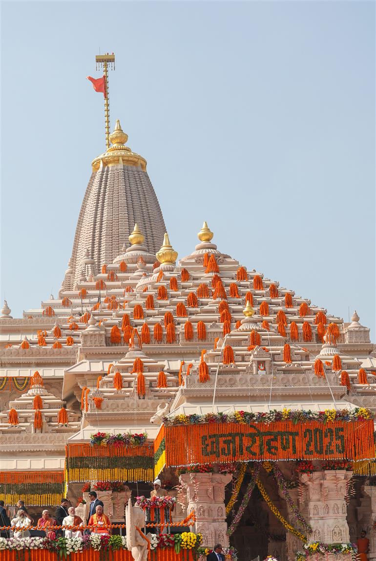 PM at Shri Ram Janmbhoomi Mandir, in Ayodhya, Uttar Pradesh on November 25, 2025.