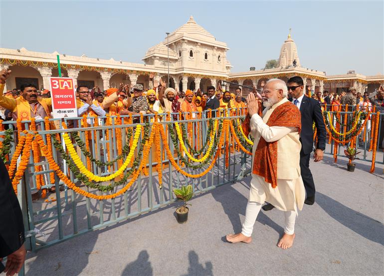 PM at Shri Ram Janmbhoomi Mandir Dhwajarohan Utsav, in Ayodhya, Uttar Pradesh on November 25, 2025.