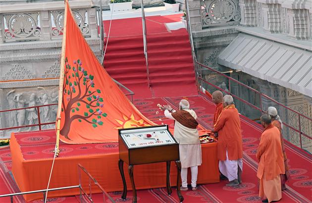 PM at Shri Ram Janmbhoomi Mandir Dhwajarohan Utsav, in Ayodhya, Uttar Pradesh on November 25, 2025.