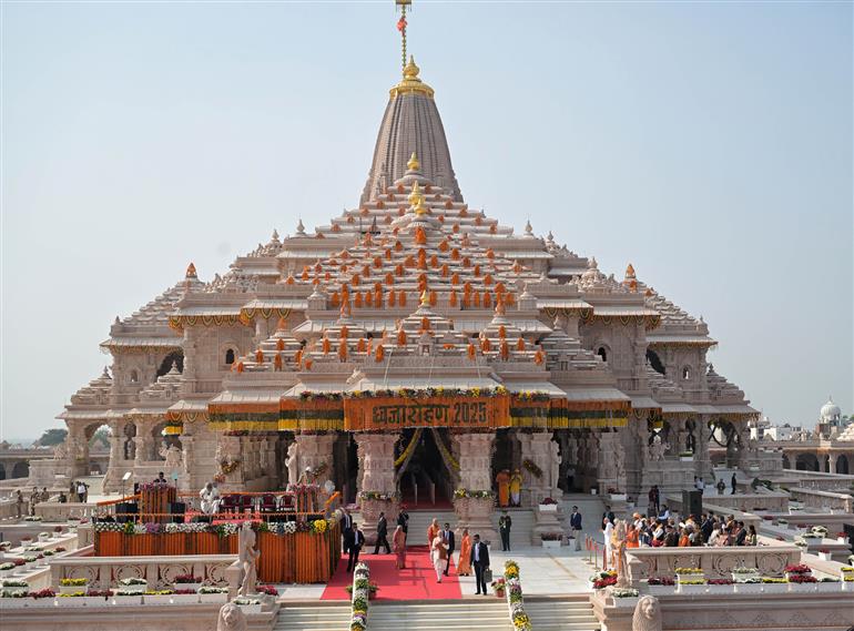 PM at Shri Ram Janmbhoomi Mandir Dhwajarohan Utsav, in Ayodhya, Uttar Pradesh on November 25, 2025.