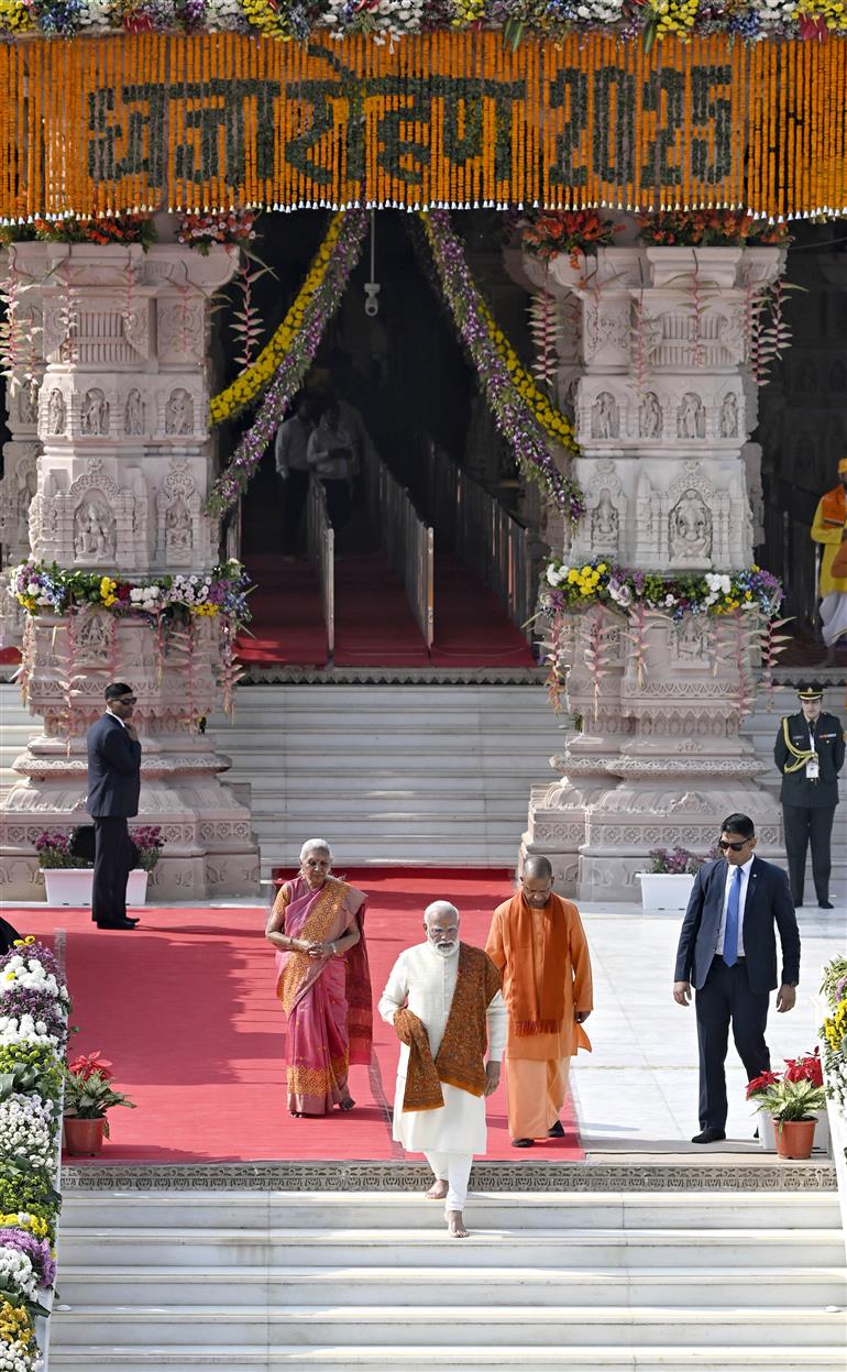 PM at Shri Ram Janmbhoomi Mandir Dhwajarohan Utsav, in Ayodhya, Uttar Pradesh on November 25, 2025.