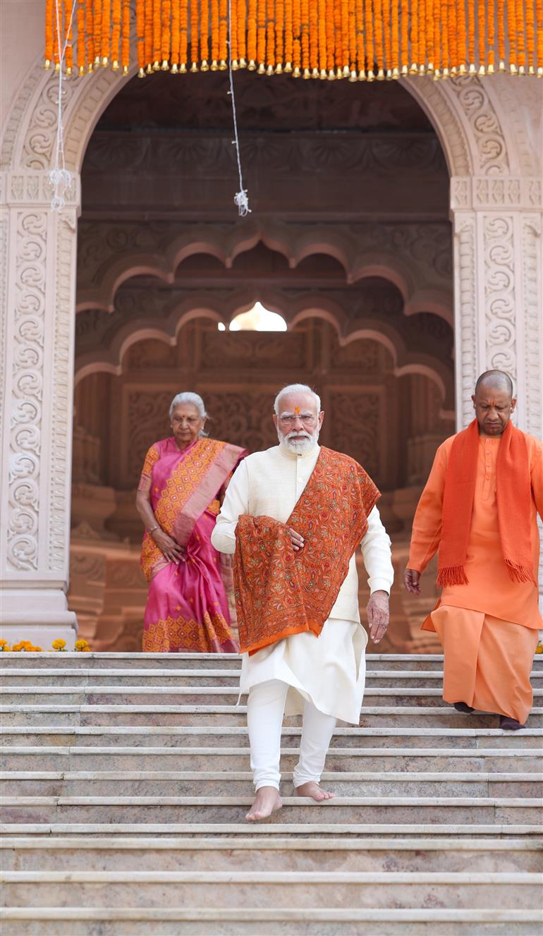 PM at Shri Ram Janmbhoomi Mandir Dhwajarohan Utsav, in Ayodhya, Uttar Pradesh on November 25, 2025.