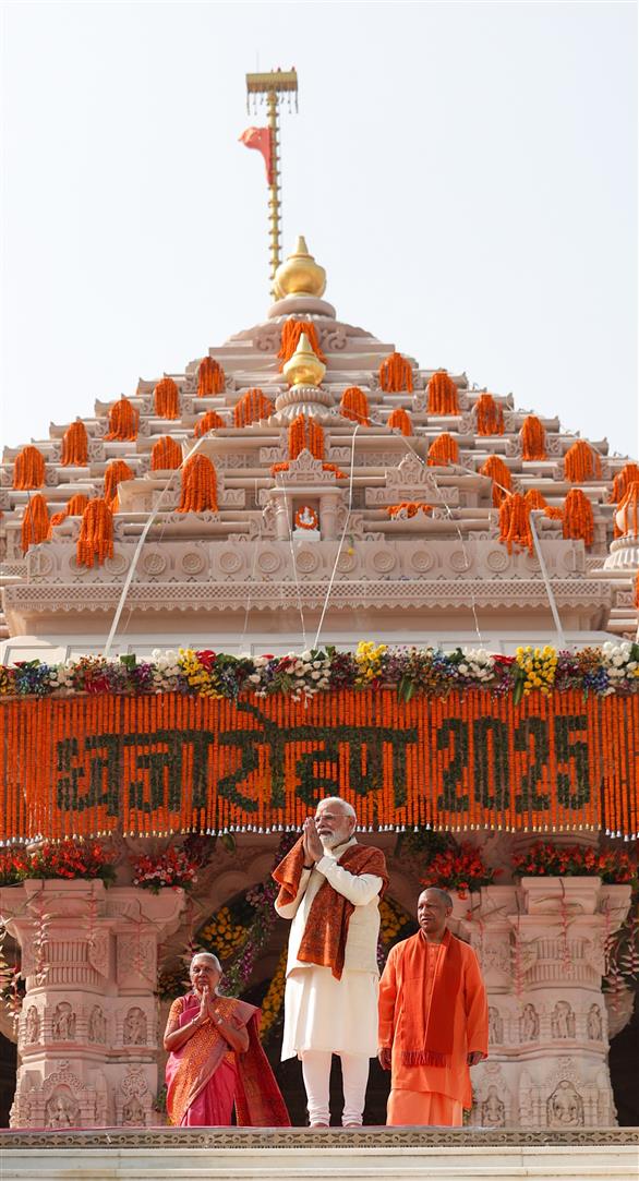 PM at Shri Ram Janmbhoomi Mandir Dhwajarohan Utsav, in Ayodhya, Uttar Pradesh on November 25, 2025.