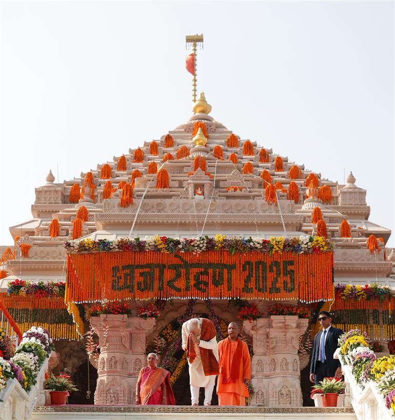 PM at Shri Ram Janmbhoomi Mandir Dhwajarohan Utsav, in Ayodhya, Uttar Pradesh on November 25, 2025.