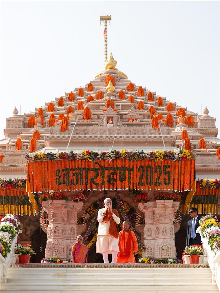 PM at Shri Ram Janmbhoomi Mandir Dhwajarohan Utsav, in Ayodhya, Uttar Pradesh on November 25, 2025.