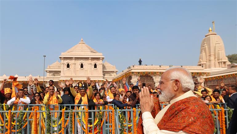 PM at Shri Ram Janmbhoomi Mandir Dhwajarohan Utsav, in Ayodhya, Uttar Pradesh on November 25, 2025.