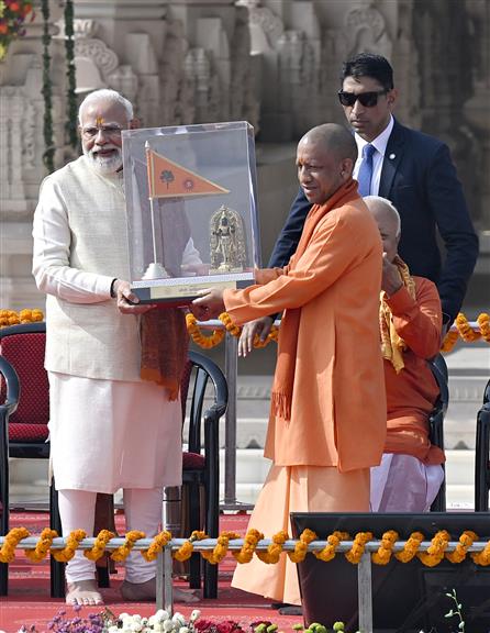 PM at Shri Ram Janmbhoomi Mandir Dhwajarohan Utsav, in Ayodhya, Uttar Pradesh on November 25, 2025.