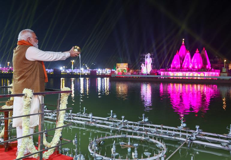 PM performs Darshan and Pooja at Brahma Sarovar, Kurukshetra, in Haryana on November 25, 2025.