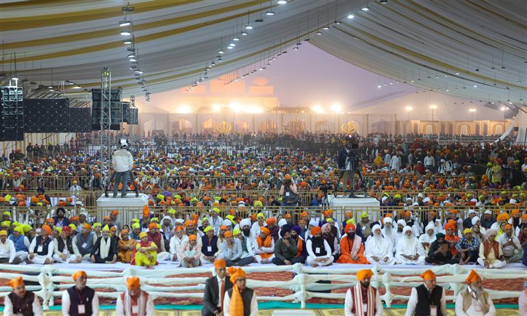 Gathering at the the 350th Shaheedi Diwas of Sri Guru Teg Bahadur ji, at Kurukshetra, in Haryana on November 25, 2025. PM addressing on the occasion.