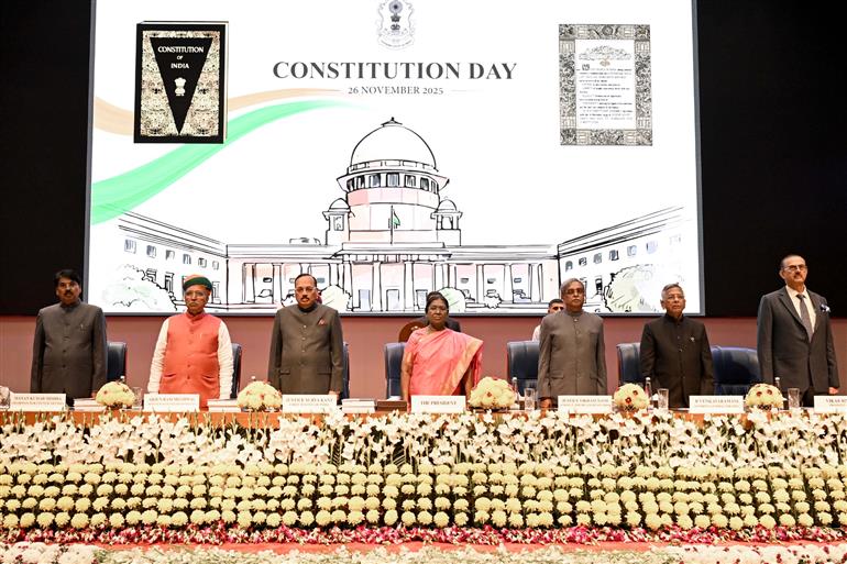 The President of India, Smt Droupadi Murmu at the Constitution Day celebrations organised by the Supreme Court of India, in New Delhi on November 26, 2025.