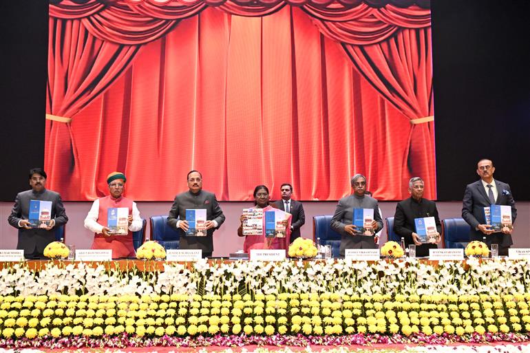 The President of India, Smt Droupadi Murmu at the Constitution Day celebrations organised by the Supreme Court of India, in New Delhi on November 26, 2025.