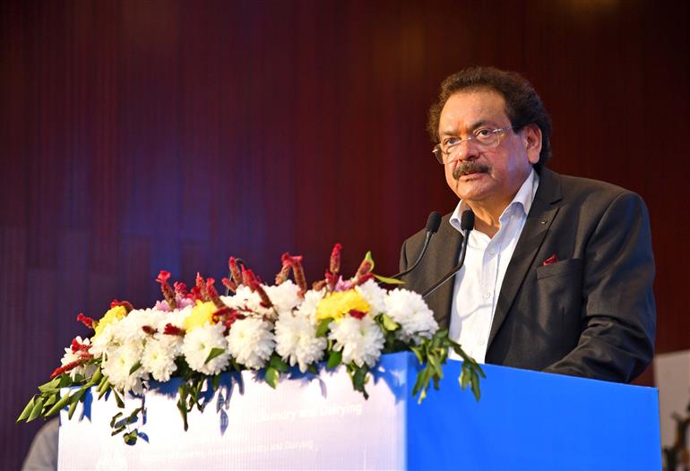 The Minister of State for Fisheries, Animal Husbandry & Dairying and Panchayati Raj, Prof. S.P. Singh Baghel addressing at the celebrations of ‘National Milk Day 2025’ held at Sushma Swaraj Bhawan, in New Delhi on November 26, 2025.