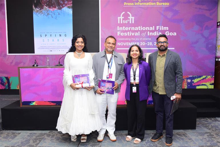 The Team of the movie ‘Spying Stars’ at Press Conference PIB Media Centre during the 56th International Film Festival of India (IFFI), in Goa on November 22, 2025.