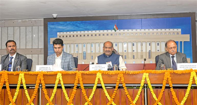 The Speaker of Lok Sabha, Shri Om Birla addressing the inaugural program of the Appreciation Course on Parliamentary Processes & Procedures, organized by the Lok Sabha Training Institute PRIDE for the Trainee Officers of the 76th Batch of the Indian Revenue Service (IRS-Customs & Indirect Taxes), in New Delhi on November 27, 2025.