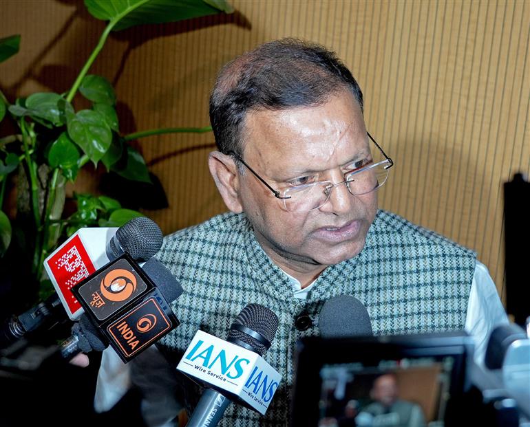 The Union Minister of State for Finance, Shri Pankaj Chaudhary interacting with media at the mega camp of ‘आपका पैसा, आपका अधिकार’ (‘Your Money, Your Right’) campaign, in New Delhi on November 27, 2025.