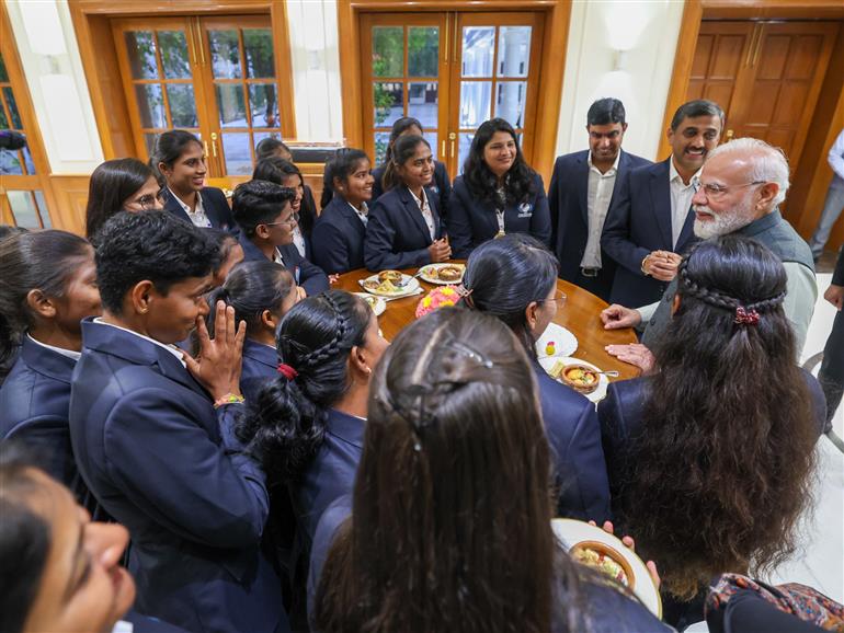 PM hosted High Tea for the victorious Women’s Blind Cricket Team, which won the T20 World Cup, in New Delhi on November 27, 2025.