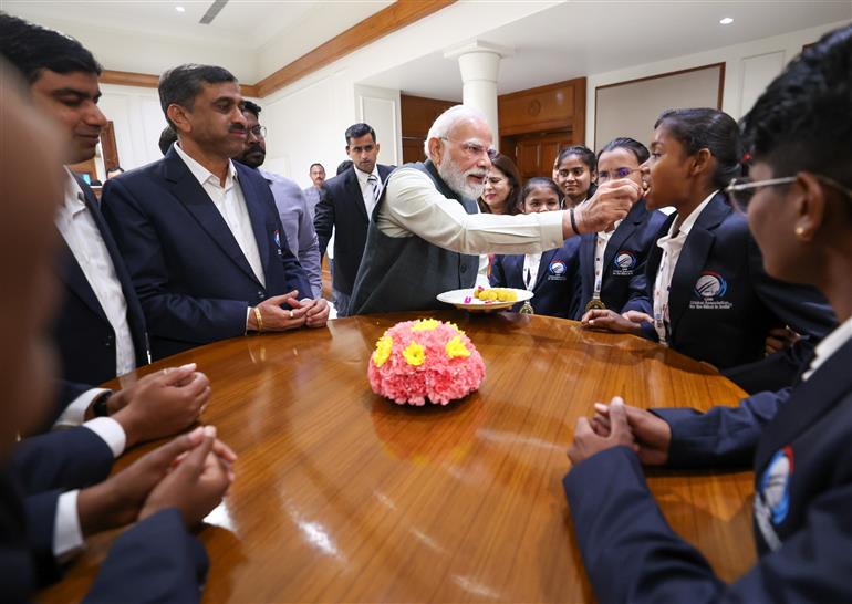 PM hosted High Tea for the victorious Women’s Blind Cricket Team, which won the T20 World Cup, in New Delhi on November 27, 2025.