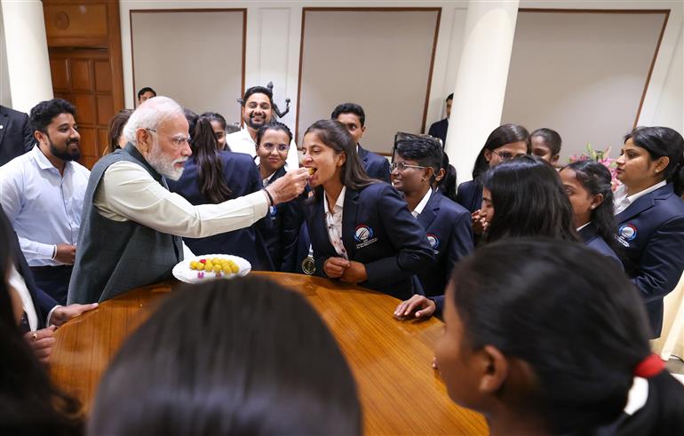 PM hosted High Tea for the victorious Women’s Blind Cricket Team, which won the T20 World Cup, in New Delhi on November 27, 2025.
