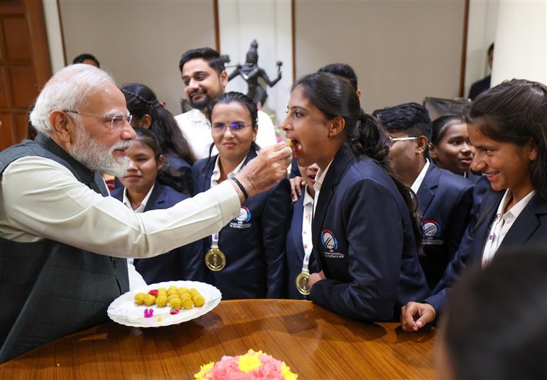 PM hosted High Tea for the victorious Women’s Blind Cricket Team, which won the T20 World Cup, in New Delhi on November 27, 2025.