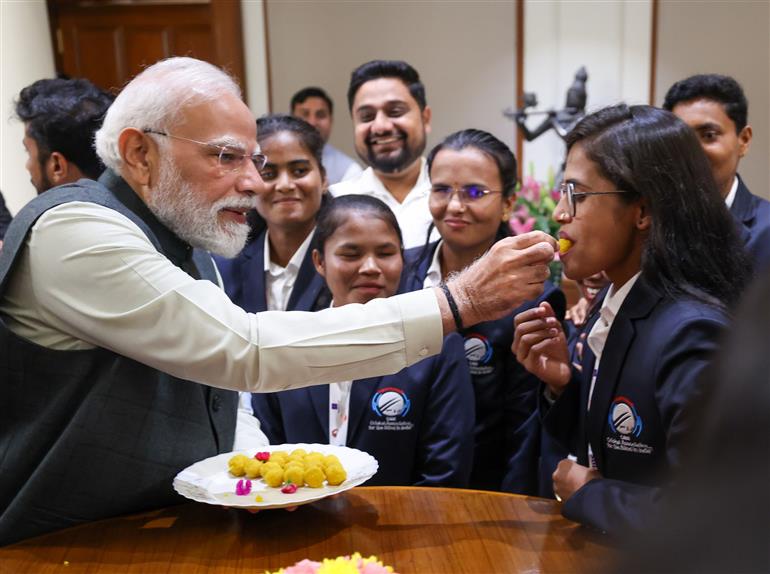 PM hosted High Tea for the victorious Women’s Blind Cricket Team, which won the T20 World Cup, in New Delhi on November 27, 2025.