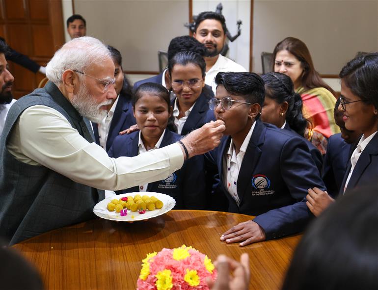 PM hosted High Tea for the victorious Women’s Blind Cricket Team, which won the T20 World Cup, in New Delhi on November 27, 2025.
