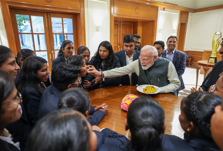 PM hosted High Tea for the victorious Women’s Blind Cricket Team, which won the T20 World Cup, in New Delhi on November 27, 2025.