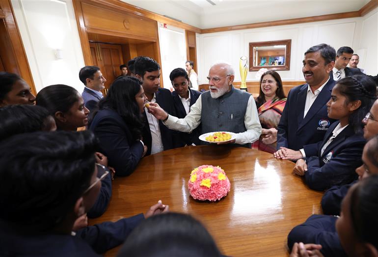 PM hosted High Tea for the victorious Women’s Blind Cricket Team, which won the T20 World Cup, in New Delhi on November 27, 2025.