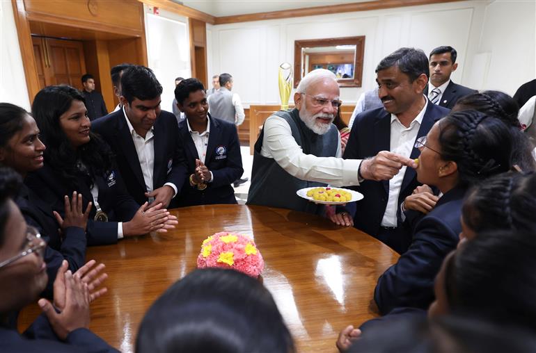 PM hosted High Tea for the victorious Women’s Blind Cricket Team, which won the T20 World Cup, in New Delhi on November 27, 2025.