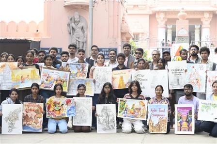 Creative posters at the Faculty of Visual Arts, IIT BHU brought alive the cultural bond between Tamil Nadu and Kashi. As part of the Kashi Tamil Sangamam 4.0 pre-event poster-making competition, students from Kashi Vidyapith and various institutions of IIT BHU participated, beautifully capturing shared heritage, traditions and the spirit of cultural exchange, in Varanasi on November 28, 2025.:Ministry of Education