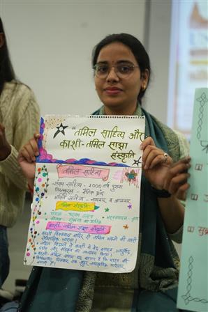 Students from Vasanta College for Women, IIT BHU participated in a Poetry & Speech competition held as a pre-event of Kashi Tamil Sangamam 4.0. Poetry turned into reflection, and speeches became a bridge, carrying stories, traditions, and shared memories between Tamil Nadu and Kashi, in Varanasi on November 30, 2025.:Ministry of Education