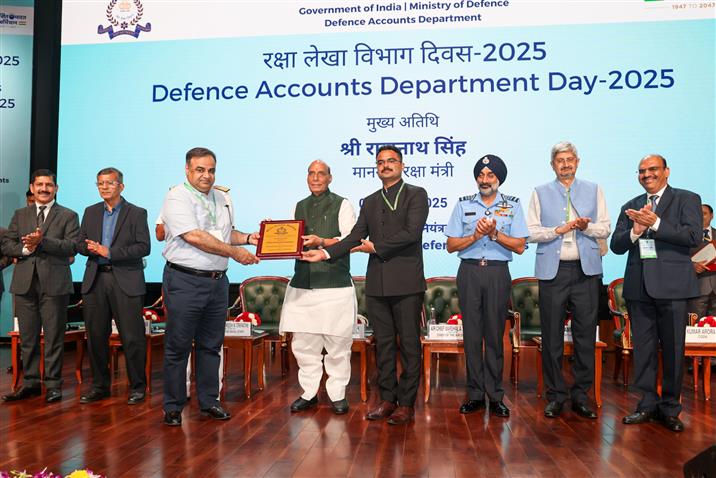 The Union Minister for Defence, Shri Rajnath Singh attends the 278th Foundation Day of the Defence Accounts Department (DAD), in New Delhi on October 01, 2025.