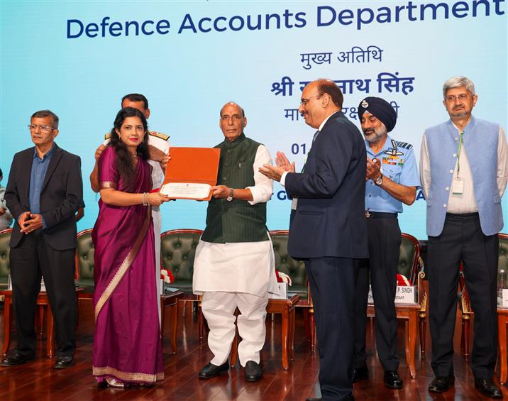The Union Minister for Defence, Shri Rajnath Singh attends the 278th Foundation Day of the Defence Accounts Department (DAD), in New Delhi on October 01, 2025.